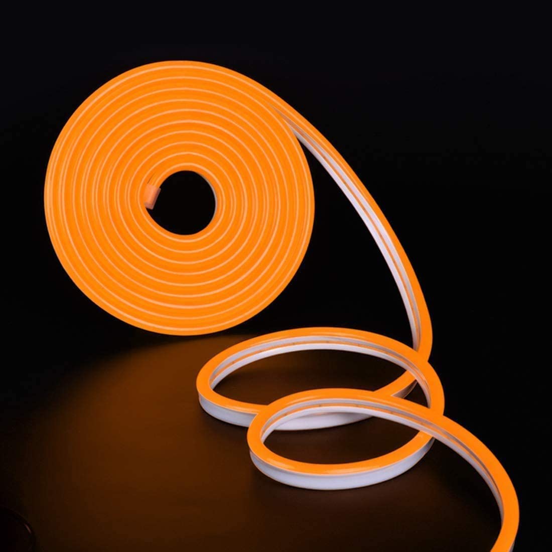 DOSYU Neón flex Tira LED luces de 5 Metro Tira led monocromo Forma ajustable para TV, Dormitorio,Halloween, Navideña, Decoración Hogareña, Iluminación de Armario con LED 3528 Brillante(Naranja)