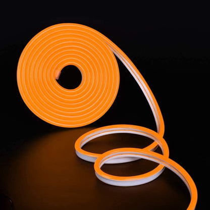 DOSYU Neón flex Tira LED luces de 5 Metro Tira led monocromo Forma ajustable para TV, Dormitorio,Halloween, Navideña, Decoración Hogareña, Iluminación de Armario con LED 3528 Brillante(Naranja)