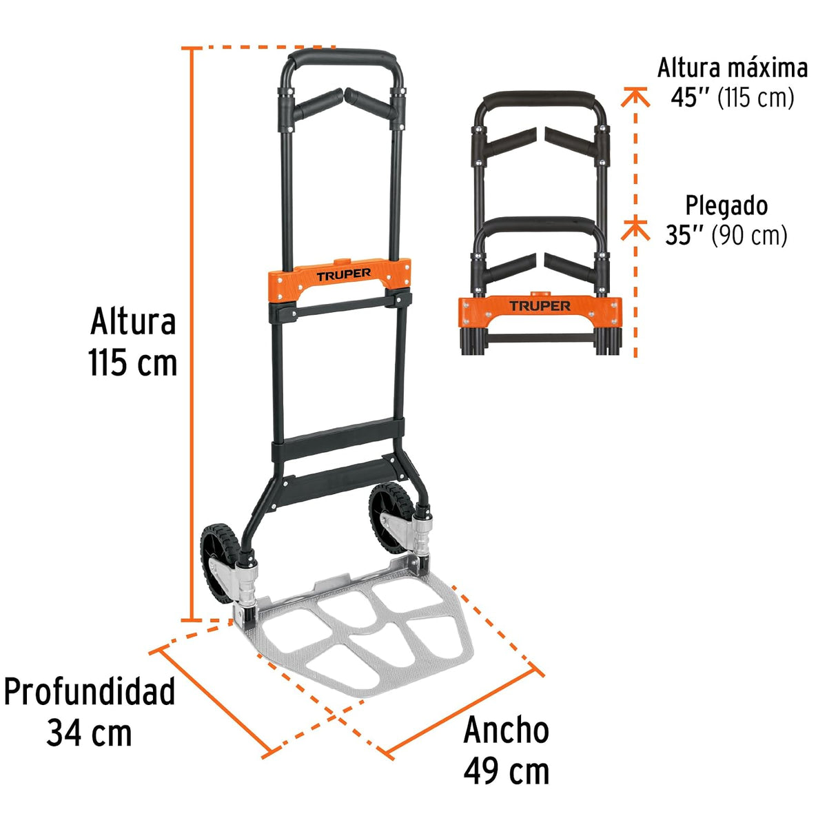 Truper DIA-170, Diablo de Carga Plegable Mango abatible 170 kg