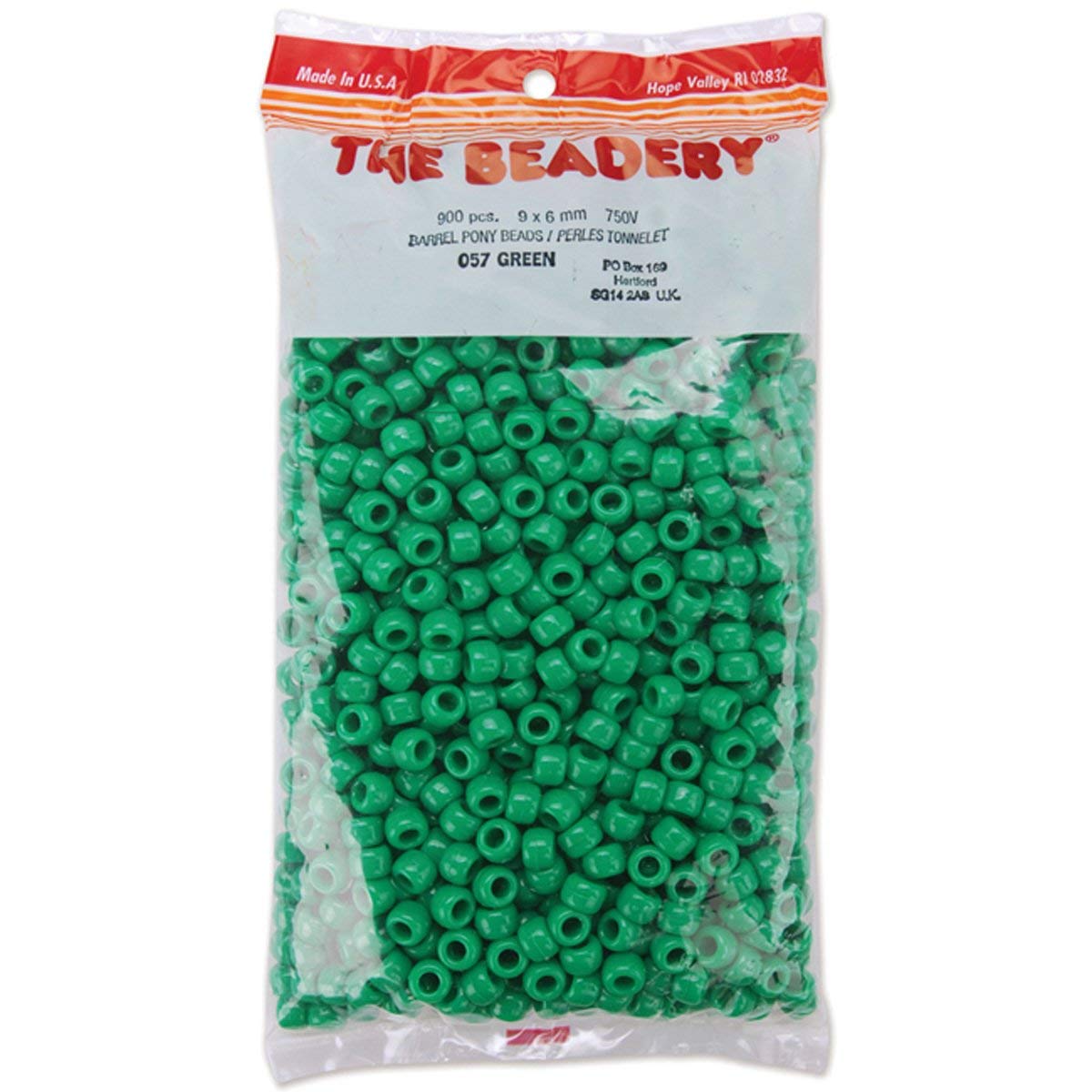 The Beadery Cuentas Pony de Vidrio 6 x 9 mm, 900 Piezas - Verde