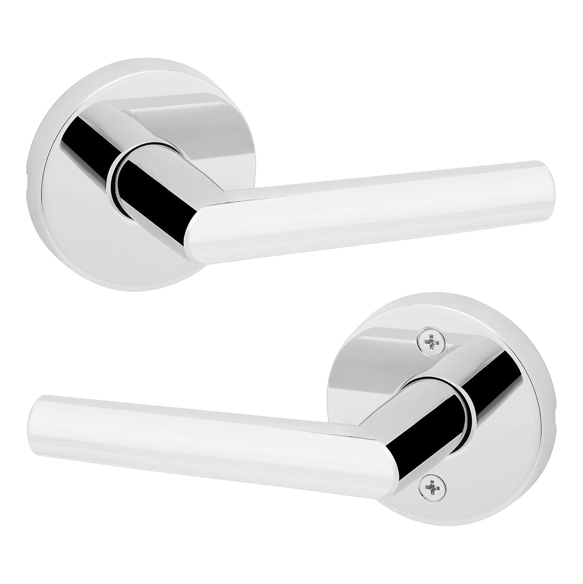 Kwikset Milan Manija de Puerta con Cerradura, Níquel Satinado - Cromo pulido - Pasaje