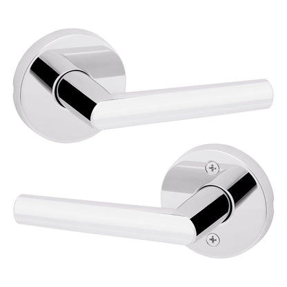 Kwikset Milan Manija de Puerta con Cerradura, Níquel Satinado - Cromo pulido - Pasaje