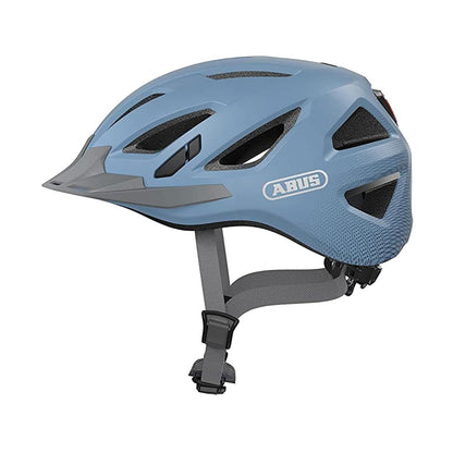 ABUS Stadthelm Urban-I 3.0 - Fahrradhelm mit Rücklicht, Schirm und Magnetverschluss - für Damen und Herren - L (56-61 cm​) - Azul (glacier blue)