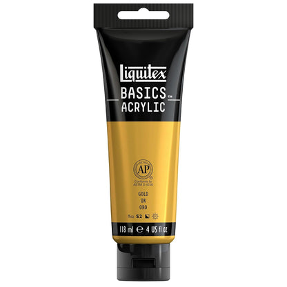 Liquitex Basics Pintura Acrílica, Tubo de 4 oz - Dorado (Iridescent Bright Gold 234) - Tubo de 4 oz