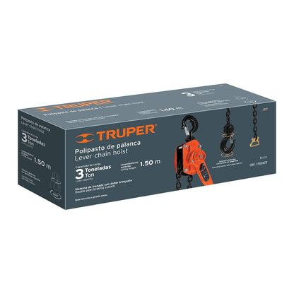 Truper POPA-3, Polipasto de palanca, doble trinquete, 3 toneladas