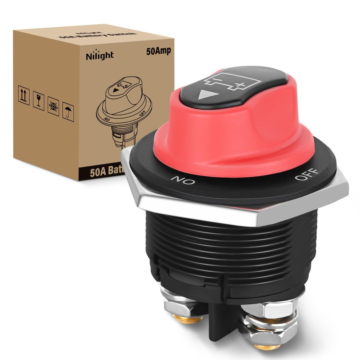Nilight - Interruptor de desconexión de batería de 200 A, aislador de desconexión principal, 12 V-48 V, interruptor de corte de encendido, impermeable, resistente para barco, coche, RV, ATV, UTV, - Interruptor de encendido - apagado 200 A