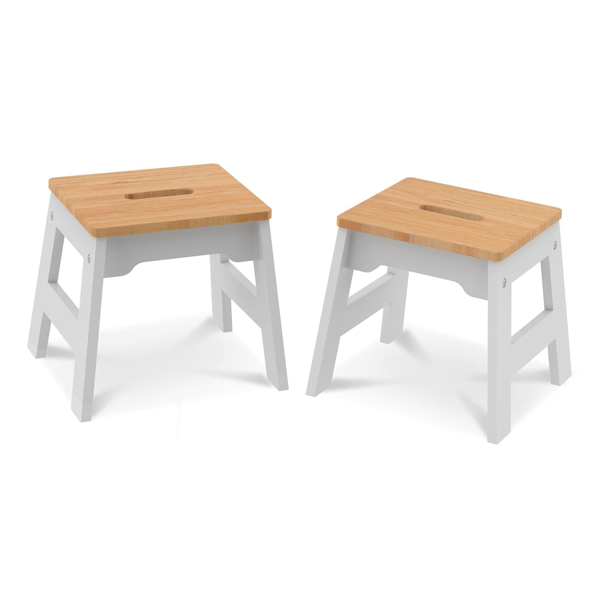 Melissa & Doug Taburetes de Madera - Juego de 2 (Blanco/Natural)