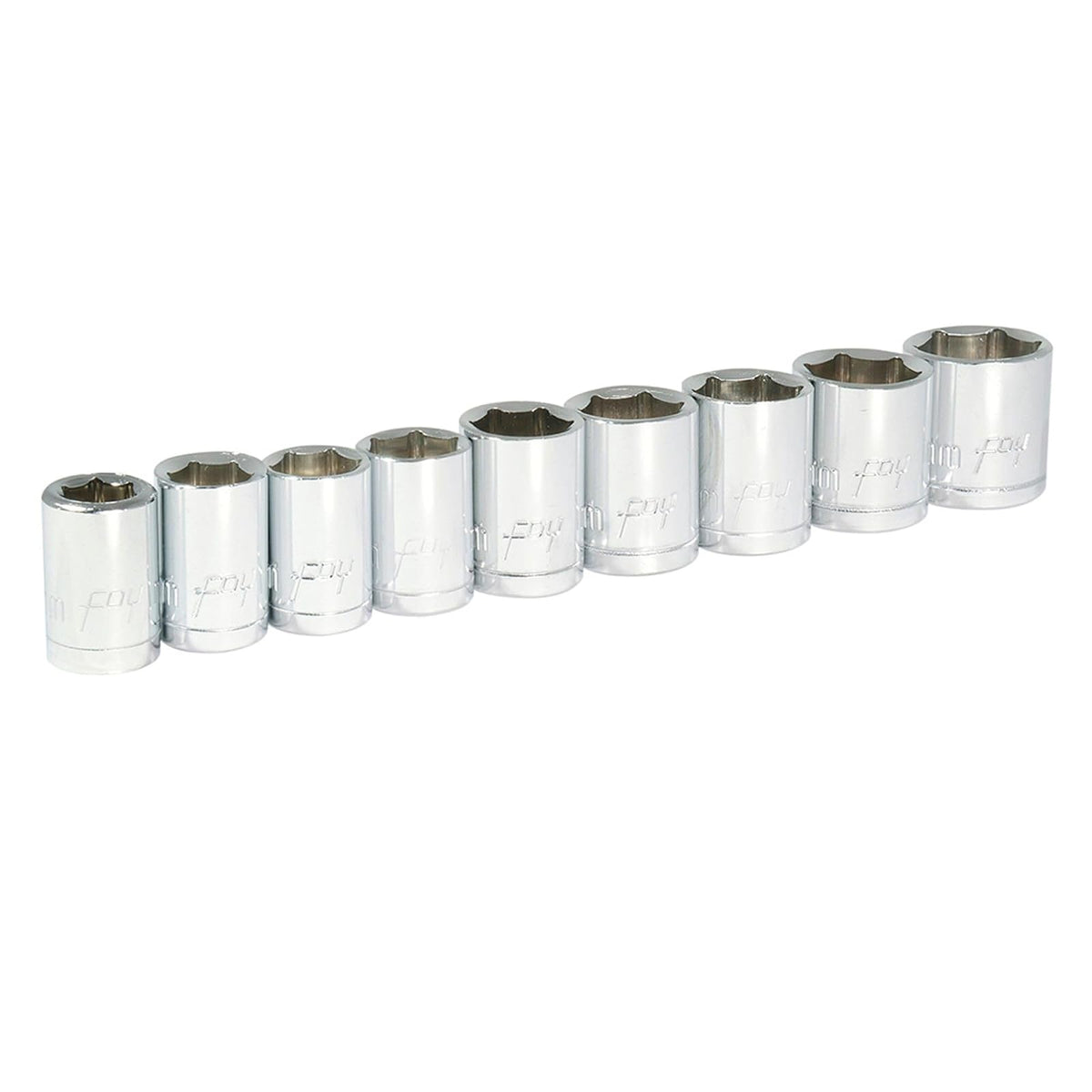 Foy 140436 Juego de dados cuadro de 3/8", 6 puntas, métricos, 9 piezas