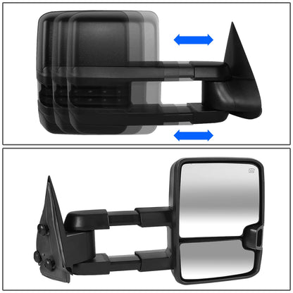 DNA Motoring Espejo de Remolque Alimentado + Calor + LED Ahumado Derecho Pasajero para Tahoe/Yukon 03-07 TWM-015-T888-BK-SM-R