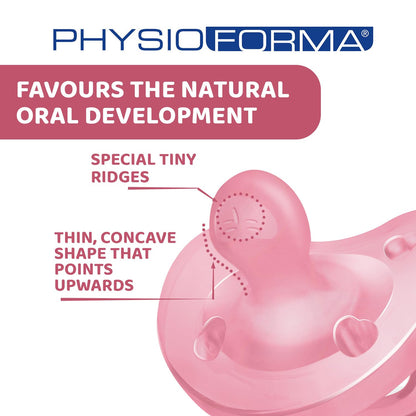 Chicco PhysioForma Chupón de Silicona 6-16 Meses, Pack de Chupones Suaves y Delicados, Apoyan la Respiración Fisiológica y Favorecen el Desarrollo Correcto de la Boca, Rosa