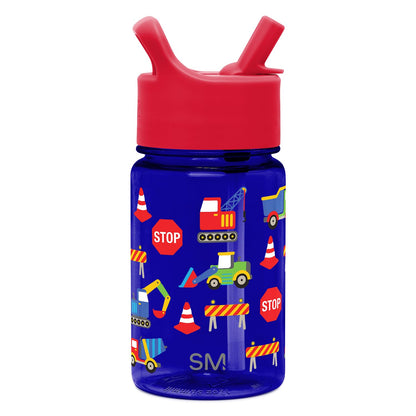 Simple Modern Botella de Agua para Niños con Popote 355 ml - Tapa cubierta | 12 onzas - En construcción