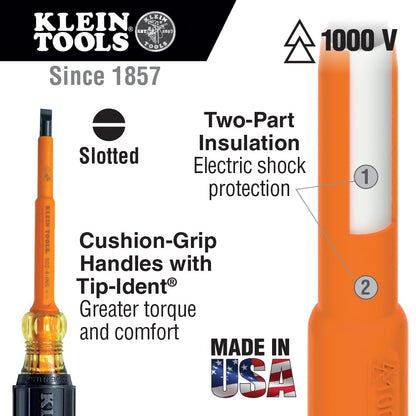 Klein Tools 602-7INS Desarmador Punta Plana-Barra Redonda Aislado 5/16" x 7"
