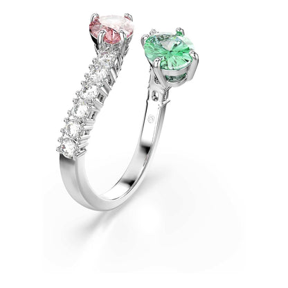 Anillo abierto Swarovski x Ariana Grande, piedras de corte mixto, multicolor, acabado rodio