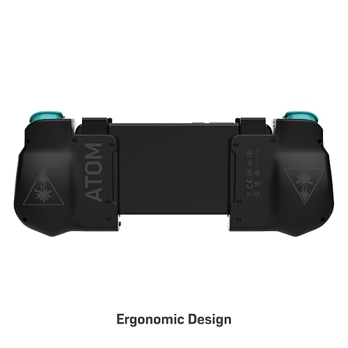 Turtle Beach Atom Mobile Game Controller with Bluetooth for Cloud Gaming on Android Mobile Devices with Compact Shape, Console Style Controls & Low Latency Bluetooth - Black/Teal