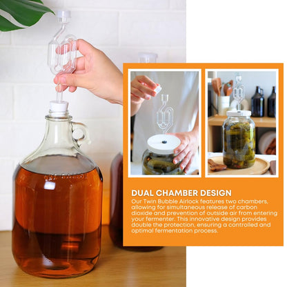Home Brew Ohio One Gallon Glass Jug With Twin Bubble Airlock, Polyseal Lid, #6 Drilled Stopper by Home Brew Ohio