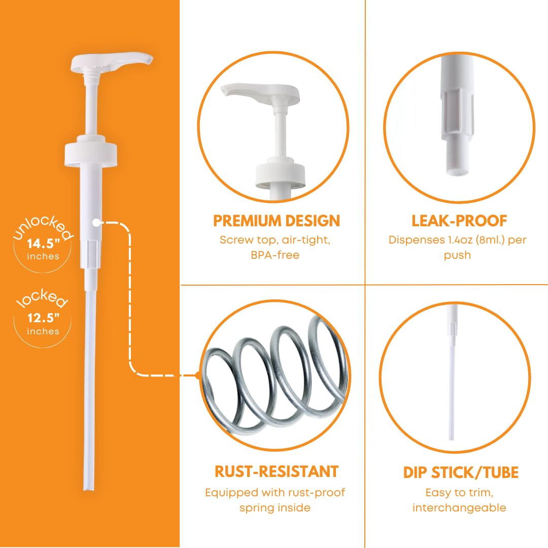 FastRack Jarra de Vidrio de Medio galón para dispensador de detergente de lavandería – Envase hermético con Tapa de Rosca | Base Antideslizante | Dispensador de Bomba de detergente o de Jarabe |