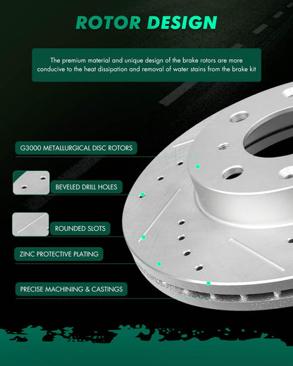 SCITOO Rotores de Freno Delantero Ventilado Chapados en Zinc para Honda Civic 1990-2000