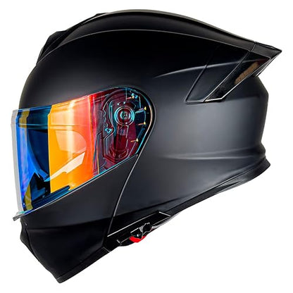 KOV Casco Thunder ABATIBLE Negro Mate para Moto Mica Night Vision Certificado Dot