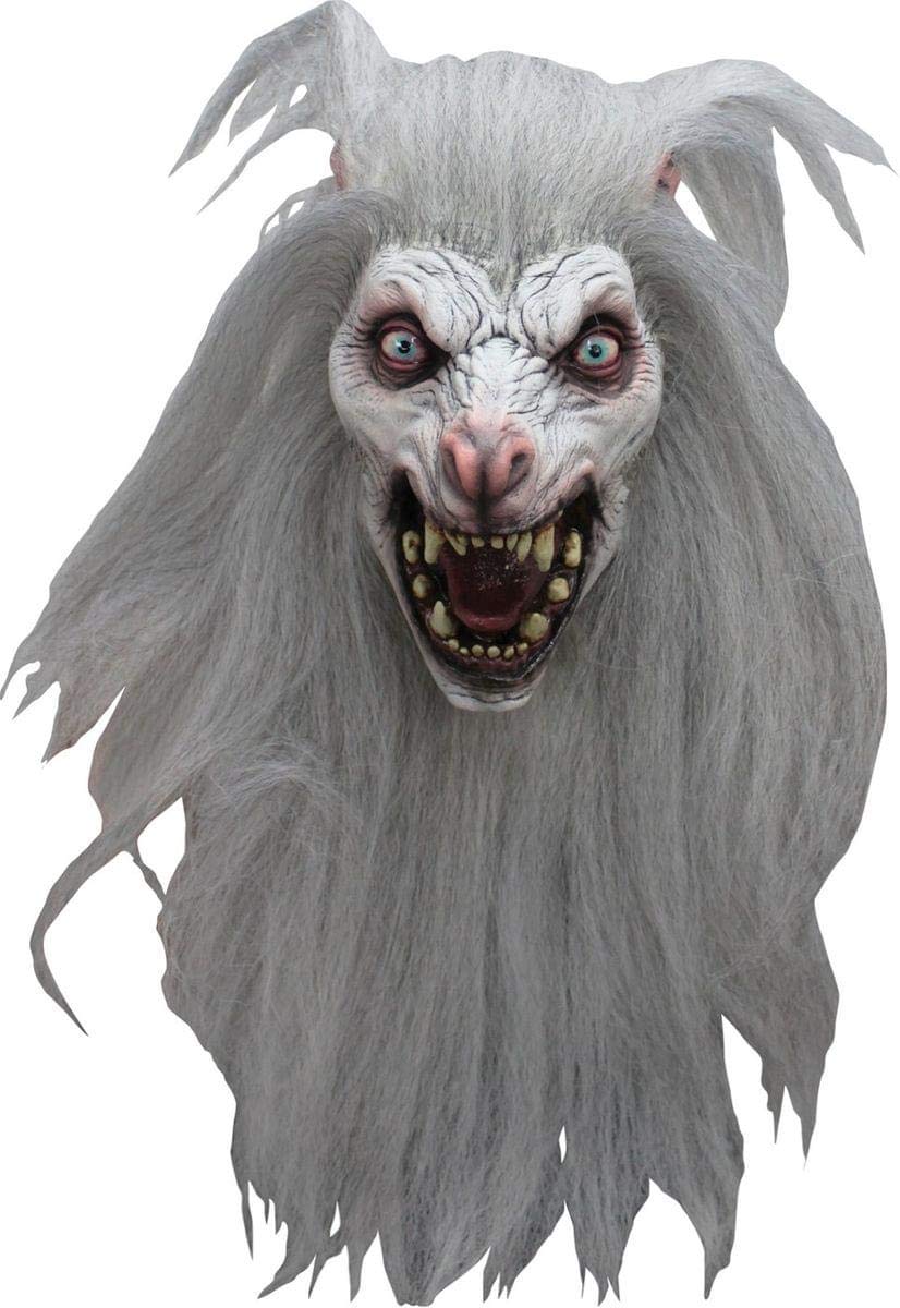 Máscara de Látex de Terror de Hombre Lobo Blanco con Pelo, Werewolf Disfraz de Halloween de Monstruo Lobo by Ghoulish Productions