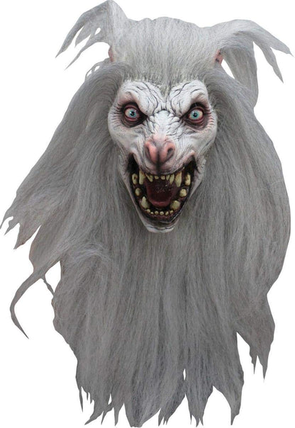 Máscara de Látex de Terror de Hombre Lobo Blanco con Pelo, Werewolf Disfraz de Halloween de Monstruo Lobo by Ghoulish Productions