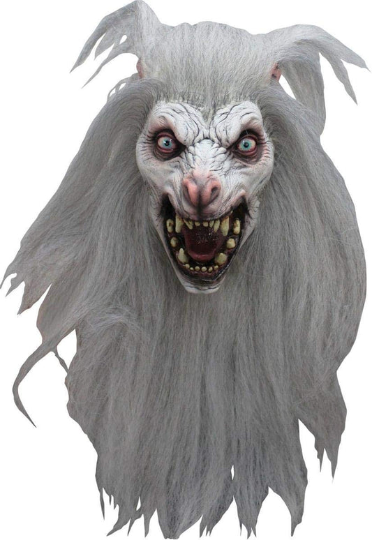 Máscara de Látex de Terror de Hombre Lobo Blanco con Pelo, Werewolf Disfraz de Halloween de Monstruo Lobo by Ghoulish Productions