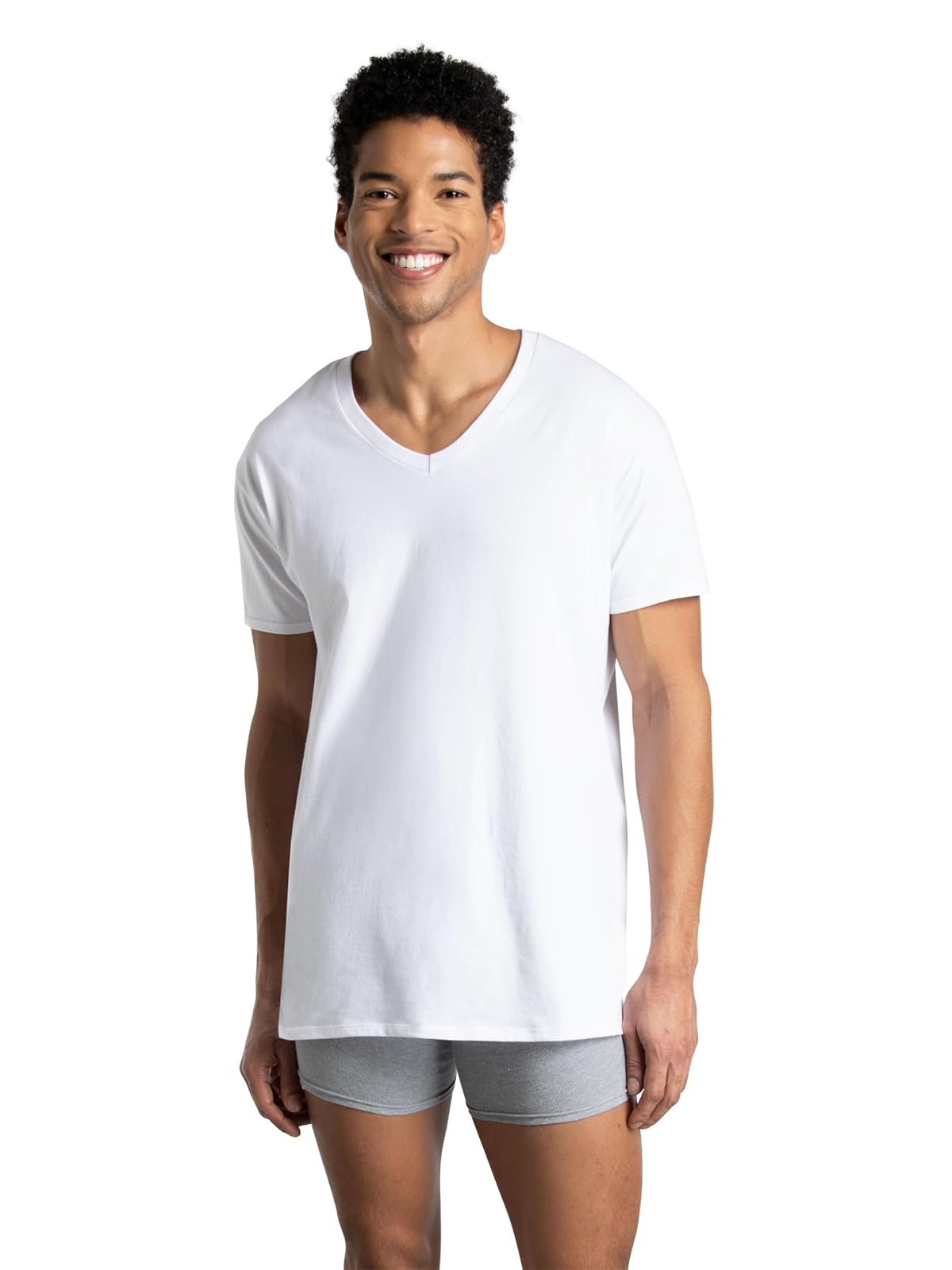 Fruit of The Loom Men's Eversoft Cotton Stay Tucked V-Neck T-Shirt