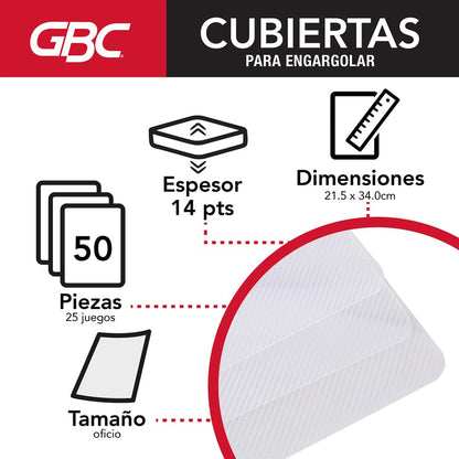 GBC Cubierta para Encuadernar Gbplak Traslúcida 14 puntos Tamaño Oficio
