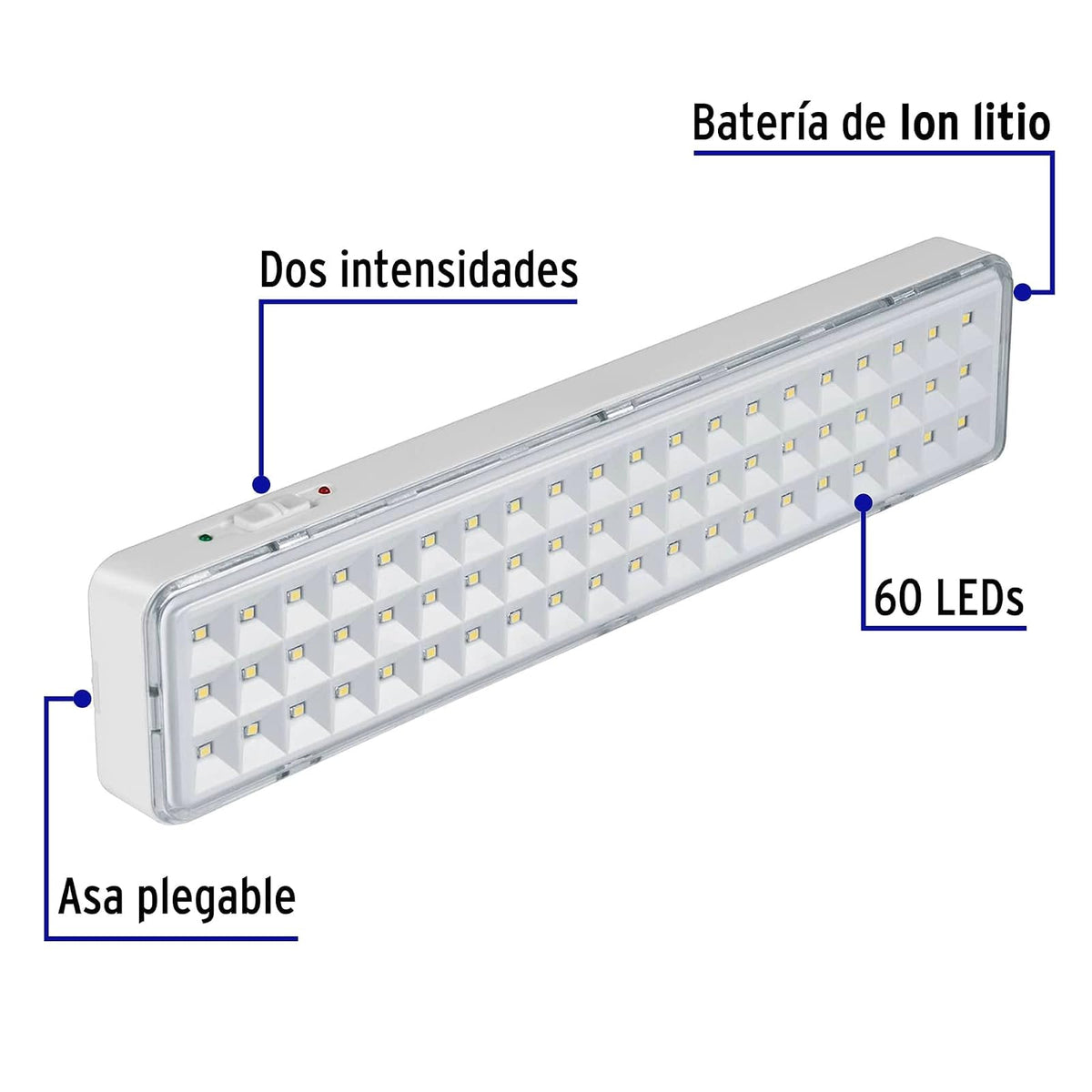 Volteck LAE-60, Lámpara de emergencia recargable 300 lm, 60 LED