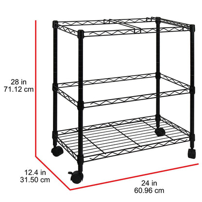 Oceanstar 2MRC1507 Portable 2-Tier Metal Rolling File Cart, Black