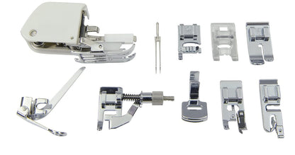 Singer Juego de Accesorios Que Incluye 9 Prensa Telas, Aguja Doble y Estuche + Agujas de máquina de Punto Regular, tamaño 80/11, Size 11, 14, 16 10/Pkg, 10 Unidades, 1
