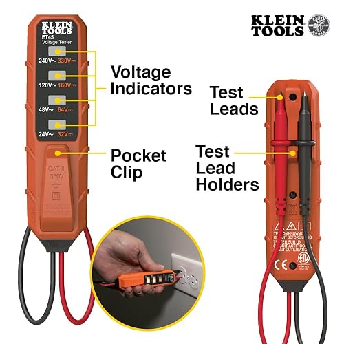 Klein Tools - Kit de prueba eléctrica con probador de voltaje sin contacto de doble rango con linterna y probador electrónico CA/CD NCVT3PKIT