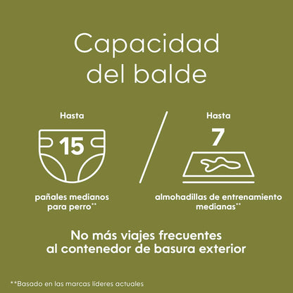 Pet Genie Sistema de desechos para Perros Bote de Basura con Control de olores y Tapa de Bloqueo para una Limpieza fácil | Incluye 1 Recambio