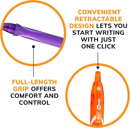 BIC Gelocity Quick Dry Ocean - Juego de rotuladores de gel con tinta de secado rápido y diseño retráctil