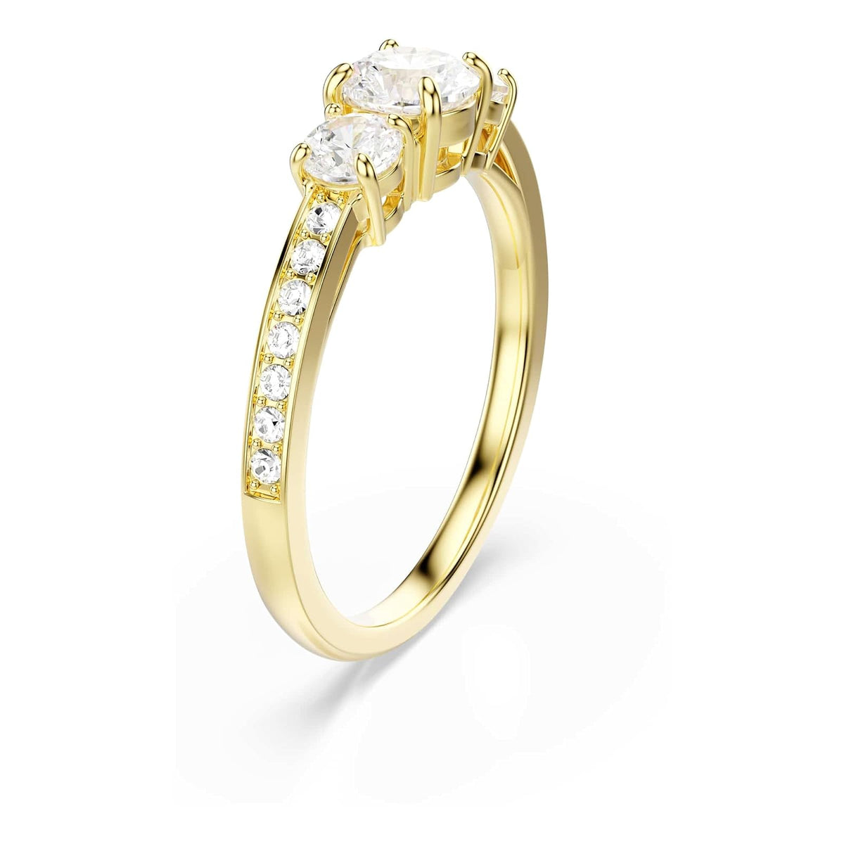 Swarovski Anillo Stilla Attract, Talla redonda, Blanco, Baño tono oro