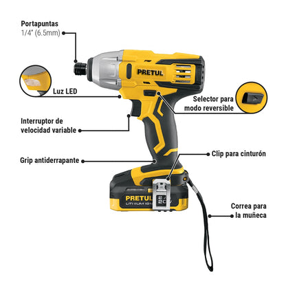 Pretul DIMI-20P, Destornillador de impacto inalámbrico 1/4", 20 V con 1 batería de 2 Ah