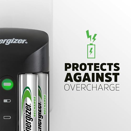 Energizer - Cargador de baterías AA y AAA recargables (Recharge Pro) con 4 baterías AA NiMH recargables