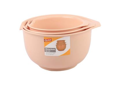 Glad Cuencos para mezclar con boquilla de vertido, juego de 3, diseño de anidación que ahorra espacio, antideslizantes, sin BPA, aptos para lavaplatos, suministros de cocina y horneado, rubor