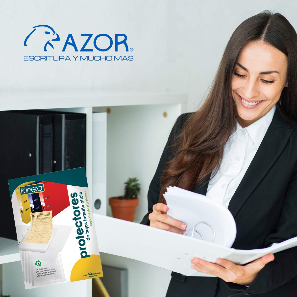 Azor Protectores De Hojas 50 Piezas Tamaño Oficio Kinera 302.363
