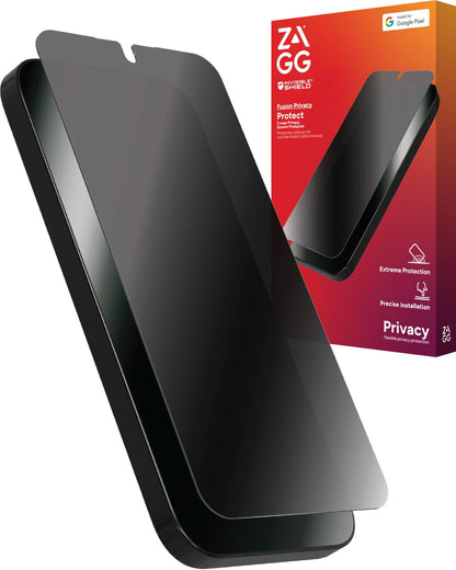 ZAGG Fusion Privacy Google Pixel 9 Pro XL Protector de visualización – Polímero híbrido flexible, filtro de privacidad de 2 vías, protección contra impactos y arañazos, instalación EZ Application,