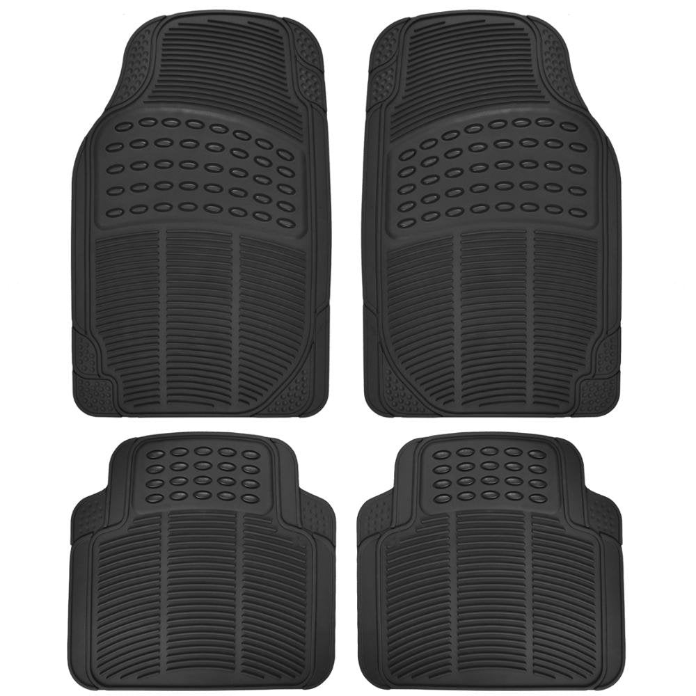 BDK Universal Fit - Alfombrilla de Hule para el Piso, 4 Unidades, Resistente a Todo Tipo de Condiciones meteorológicas, Negro
