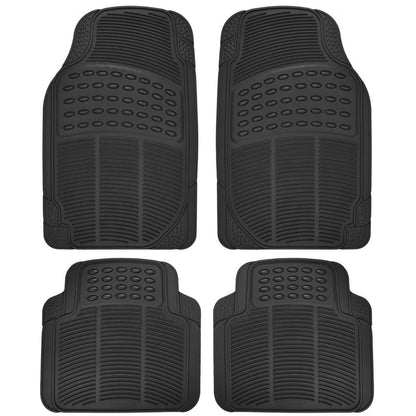 BDK Universal Fit - Alfombrilla de Hule para el Piso, 4 Unidades, Resistente a Todo Tipo de Condiciones meteorológicas, Negro