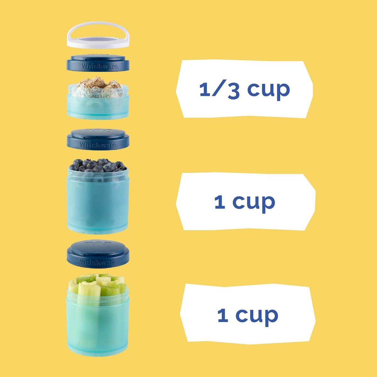Whiskware Paw Patrol - Recipientes apilables para bebés, niños y niños, 3 tazas apilables para aperitivos para la escuela y los viajes, apto para fórmulas, apto para portavasos para todas las patas en