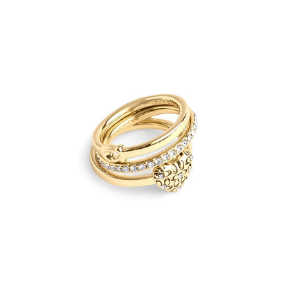COACH - Juego de anillos acolchados para mujer, Latón, Sin piedras preciosas