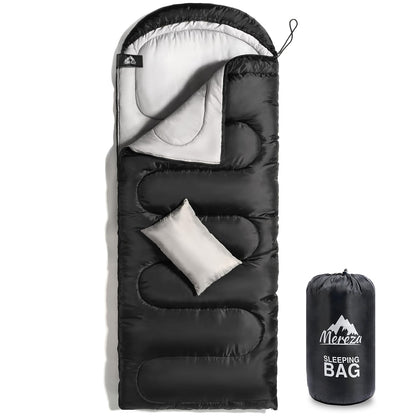 MEREZA - Saco de Dormir de Invierno de 0 Grados para Adultos y niños con Almohada, Saco de Dormir para Clima frío para 4 Estaciones, Camping, Senderismo, mochilero, Sacos de Dormir para Grandes y
