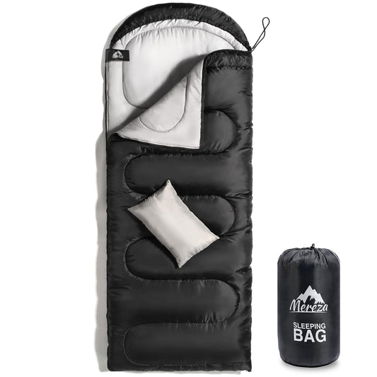 MEREZA - Saco de Dormir de Invierno de 0 Grados para Adultos y niños con Almohada, Saco de Dormir para Clima frío para 4 Estaciones, Camping, Senderismo, mochilero, Sacos de Dormir para Grandes y