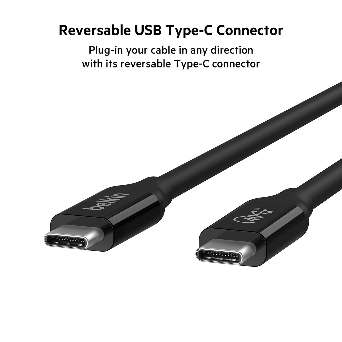Belkin - Cable USB 4 de 0,8 m con certificación USB IF con entrega de energía de hasta 100 W, velocidad de transferencia de datos de 40 Gbps y versiones anteriores compatible con Thunderbolt 3, USB
