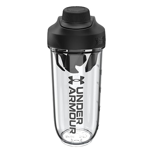 Under Armour UA Clarity - Botella mezcladora de 709.765 ml, transparente, color negro, OSFA