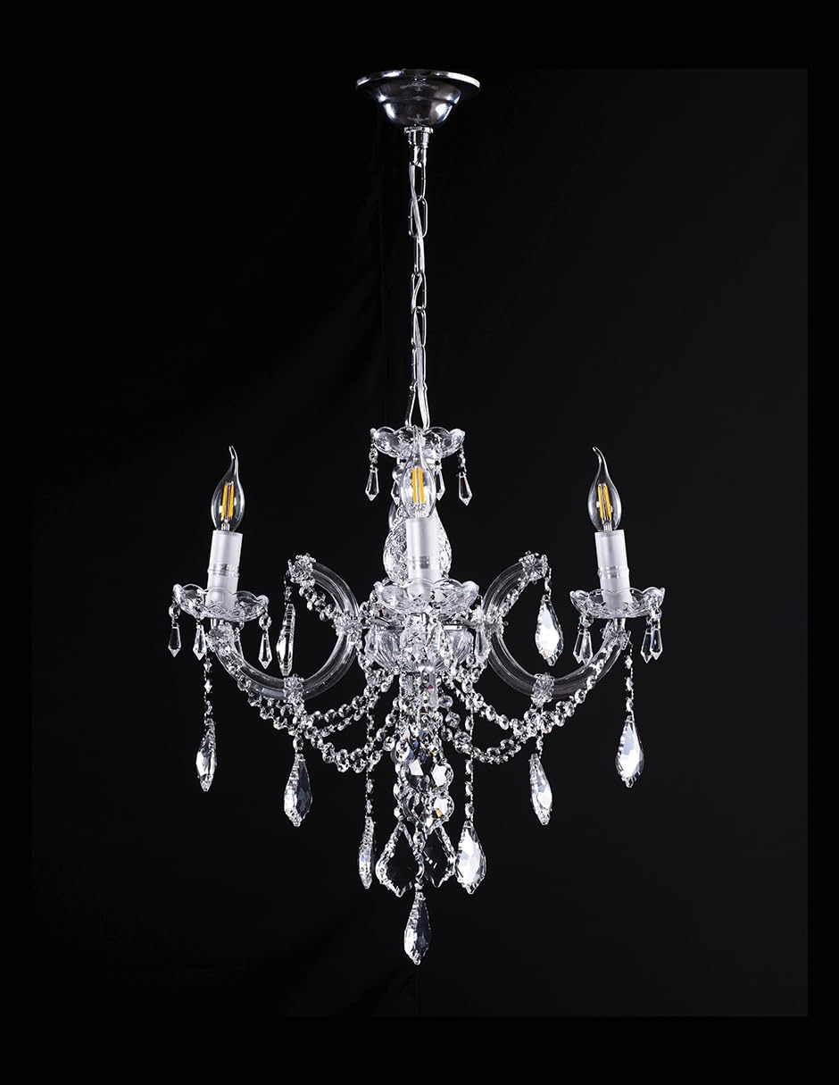 Candil Colgante Gamalux María Theresa 4 Luces Cristal Alta Calidad Plata Modelo RG5006-4L CH Lámpara moderna con acabado cromado y cristal cortado para estilo exclusivo