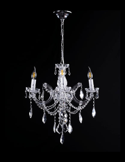 Candil Colgante Gamalux María Theresa 4 Luces Cristal Alta Calidad Plata Modelo RG5006-4L CH Lámpara moderna con acabado cromado y cristal cortado para estilo exclusivo