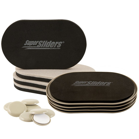 Deslizadores de SuperSliders para deslizar y mover muebles, deslizadores reutilizables de fieltro y duros, 16 Large & Small Sliders, Oatmeal